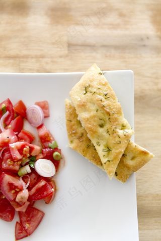 番茄沙拉，Focaccia，沙拉，健康，健身