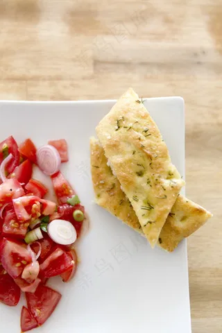 番茄沙拉，Focaccia，沙拉，健康，健身