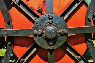 蒸汽机，发动机，蒸汽，部分，黑色，红色，移动