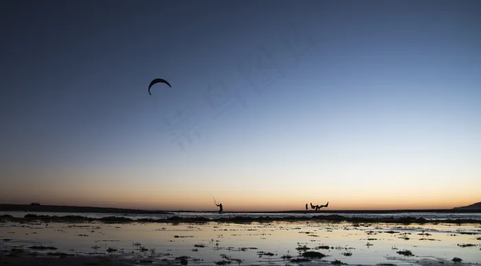风筝冲浪，速率，日落，风，风景，天空