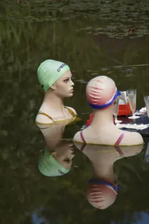 游泳，游泳者，水，池塘，湖泊，游泳帽，妇女