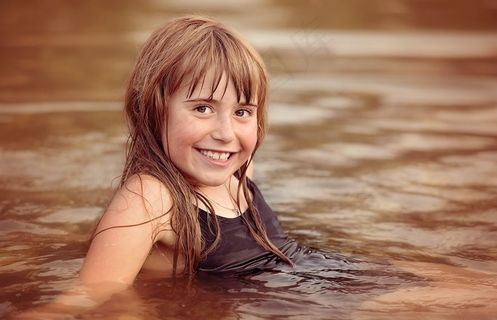 人，人的，女孩，水，湿，自然