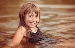 人，人的，女孩，水，湿，自然