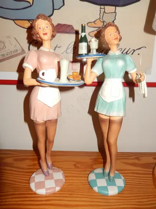 女服务员，小雕像，1950，复古，图