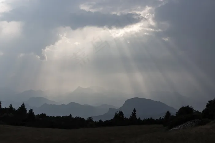 光，山，阳光，太阳，大气，景观