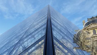 博物馆，罗浮宫，金字塔，巴黎，玻璃，天空，蓝色