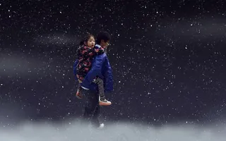 女孩，叔叔，雪，家庭，爱的武器，累了，帮帮我