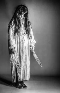 吓人，女孩，疯狂，刀子，不愉快，不良气氛