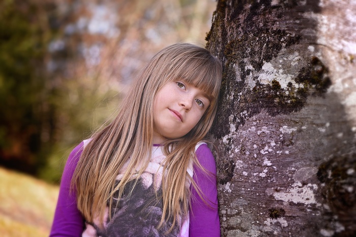 儿童，女孩，金发，长长的头发，出，自然