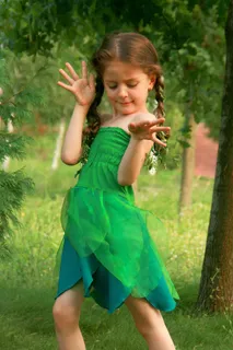 女孩，儿童，肖像，绿色，公主