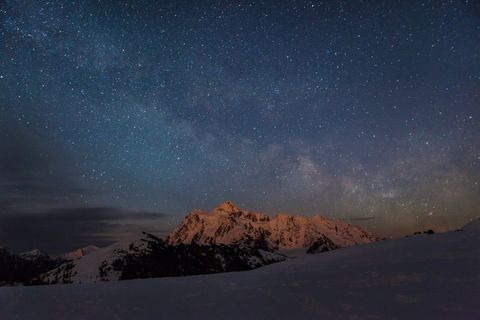 星星，夜，山，冬季，雪，冷，黄昏，天空