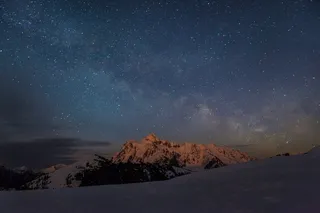 星星，夜，山，冬季，雪，冷，黄昏，天空