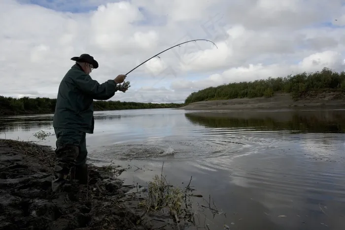 渔夫，钓鱼者，钓鱼，河流，钓鱼，活动