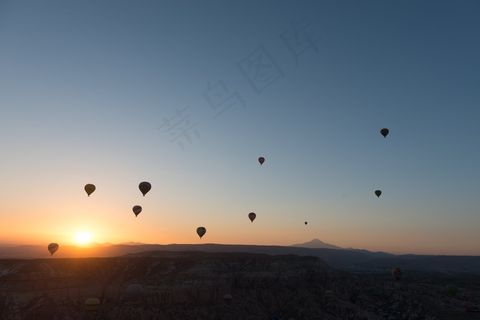 热气球，热气球，卡帕多细亚，黎明