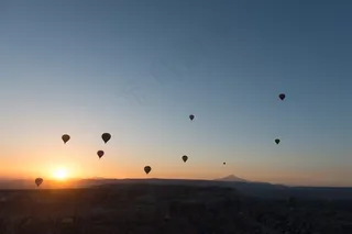 热气球，热气球，卡帕多细亚，黎明