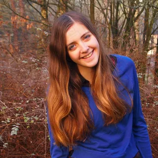 女孩，笑，快乐，布朗，她，快乐，蓝色，毛衣