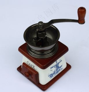 咖啡研磨机，荷兰，研磨，手，蓝色，白色
