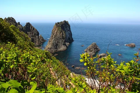 海洋，海，蓝色，海滩，岩，北海道，日本，性质