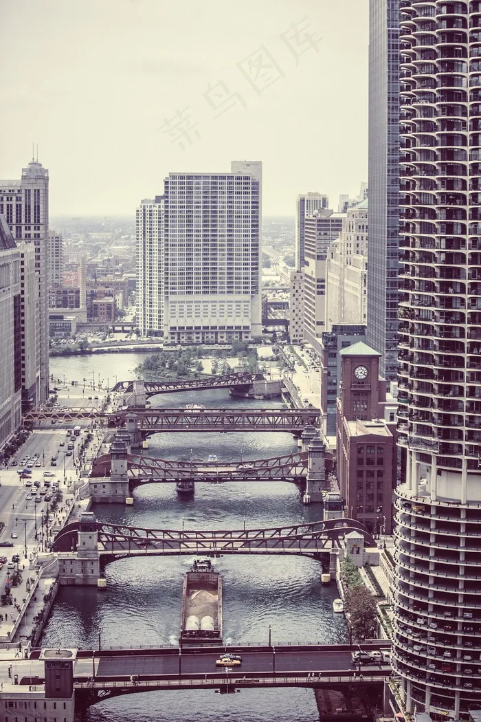 瓦克驱动器，芝加哥，市中心，桥梁，河，镇