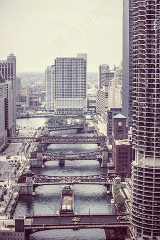 瓦克驱动器，芝加哥，市中心，桥梁，河，镇