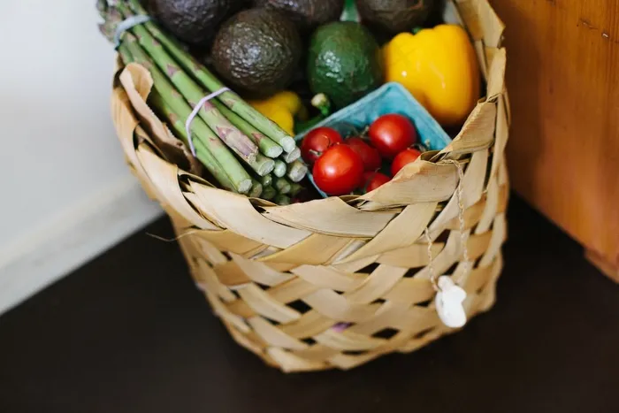 篮子，杂货，蔬菜，水果，食品，芦笋