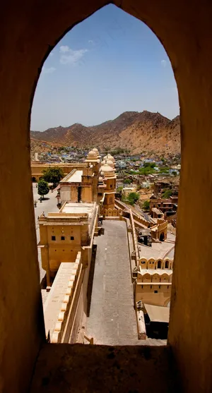 门洞,历史遗迹,长城,民居,台灯,印度寺庙和山景