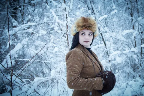 冬季，时尚，女孩，年轻，模型，女人，雪