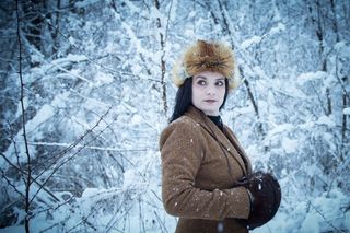 冬季，时尚，女孩，年轻，模型，女人，雪