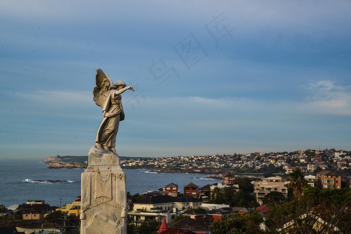 韦弗利，悉尼，雕像，天使，澳大利亚，海洋，意见