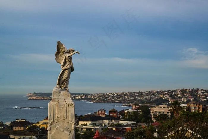 韦弗利，悉尼，雕像，天使，澳大利亚，海洋，意见