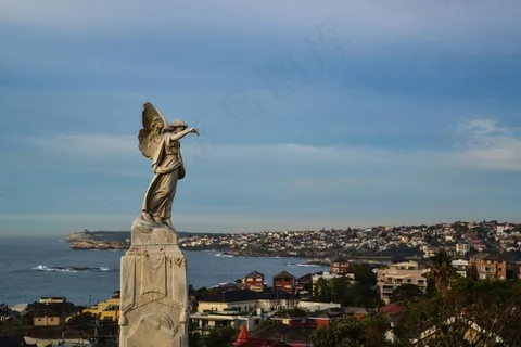 韦弗利，悉尼，雕像，天使，澳大利亚，海洋，意见