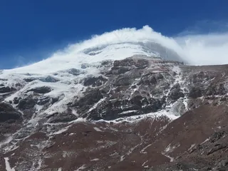 火山，Chimborazo，山，岩，雪，帽