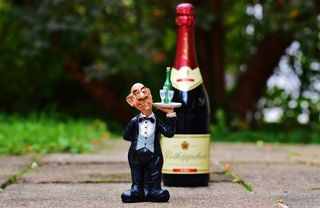 管家，托盘，饮料，红酒，香槟，操作