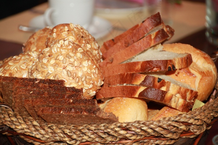 面包，面包篮，早餐，面包切片