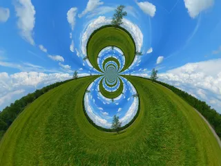 照片滤镜，草地，天空，风景，树木，实验