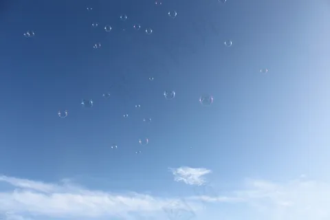 肥皂泡，无限，儿童，微光，天空，蓝色