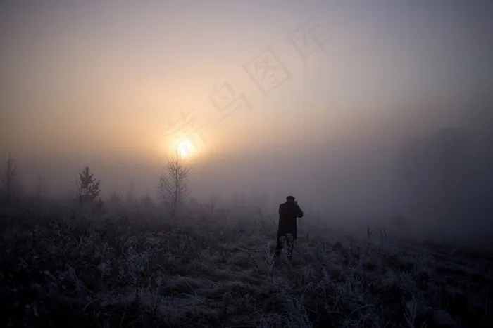 太阳，雾，户外，景观，日出，日落，阳光