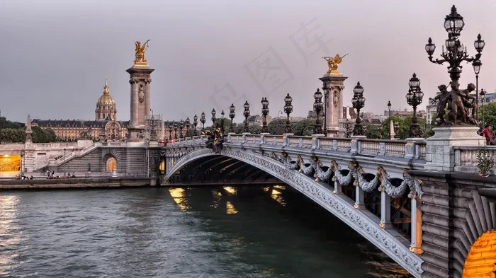 桥梁,江河,建筑,夜景照明,湖泊,塞纳河大桥