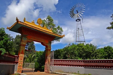 西藏人定居点，大门，风车，蒙哥德，印度