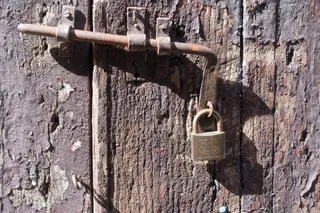 螺栓，关闭，门，木，金属，铁，老，生锈