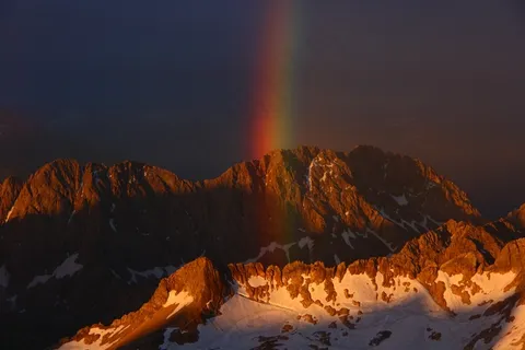 楚格峰,巴伐利亚,彩虹,颤抖,全景图,高山 楚格峰,巴伐利亚,彩虹,颤抖,全景图,高山