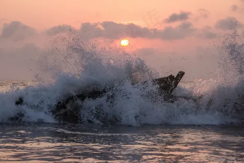 日落,水,波浪,风景 日落,水,波浪,风景