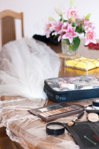 新娘，面纱，婚礼，化妆，之前