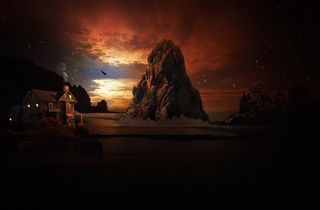 景观，水，海，天空，岩，首页，云团，明星