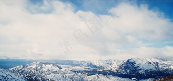 景观，山，雪，蓝色，天空，云，冬季
