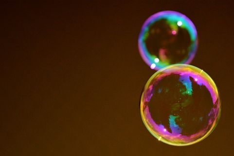 肥皂泡，多彩，球，肥皂水
