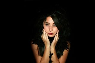 女孩，肖像，绿眼睛，美女，羽毛，雪花