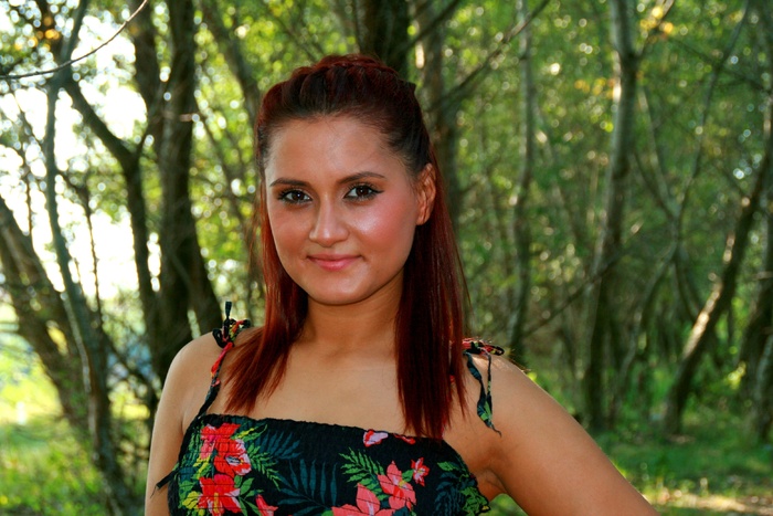 女孩，肖像，森林，红头发，美