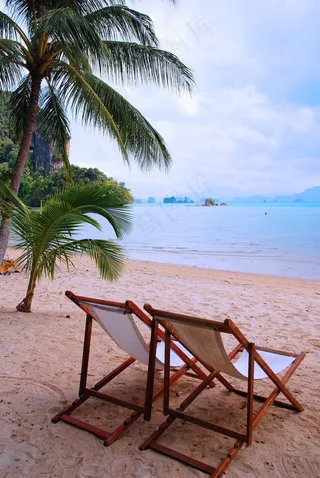 泰国，沙滩，假期，棕榈树