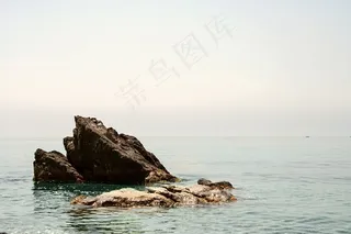 岩，悬崖，小小，渺小，岛，粗糙，滨，海岸